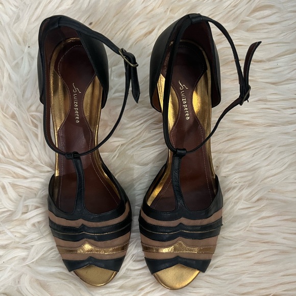 Anthro Black and Gold Heels - Picture 2 of 5